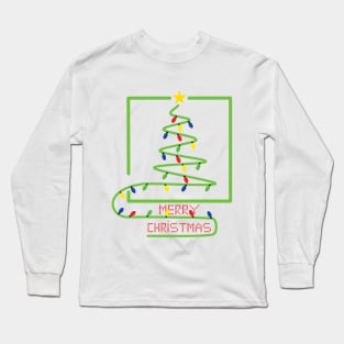 Stylized Christmas tree with light bulbs Long Sleeve T-Shirt